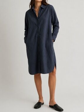 6397 Oversized Navy Shirt Dress Size Small Relaxed Fit Lagen Look Minimalist